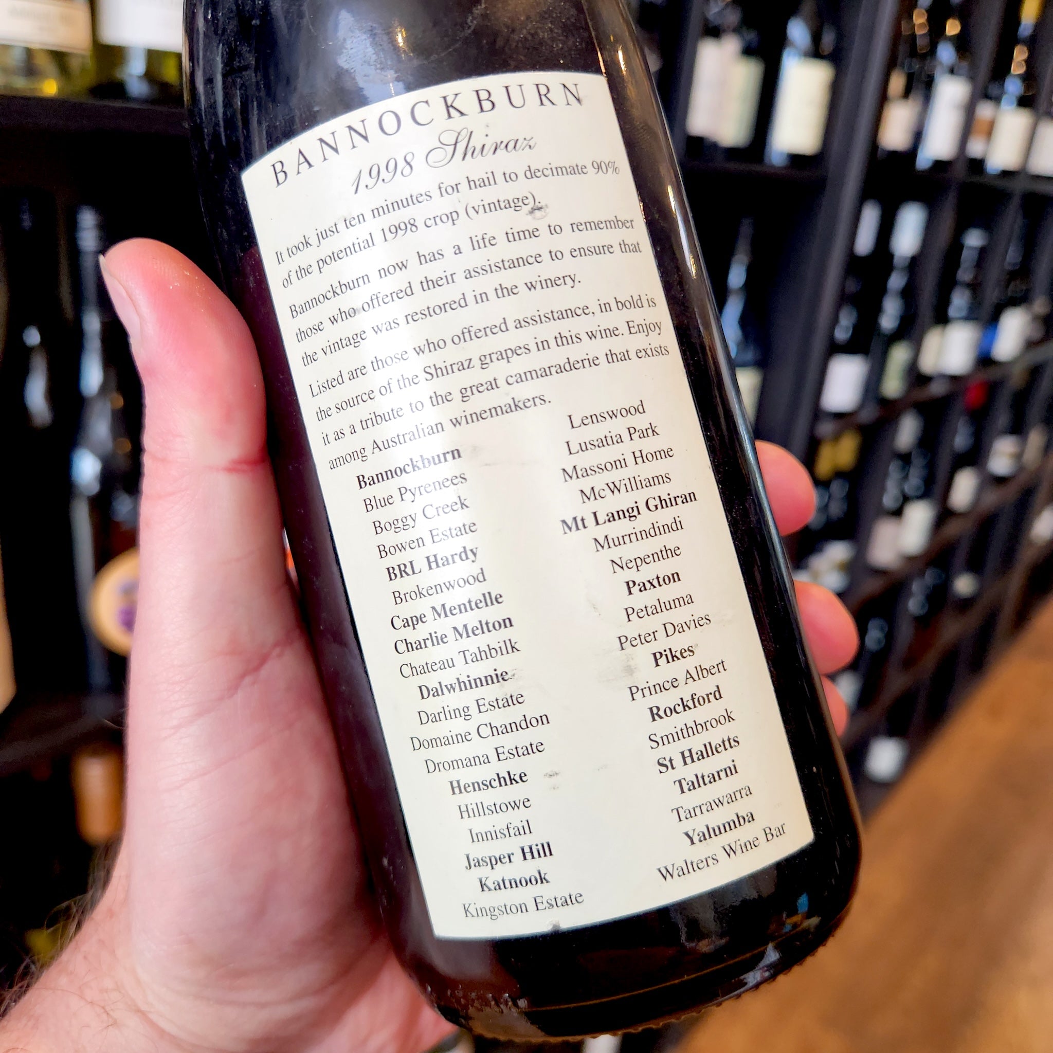 1998 Bannockburn 'South Eastern Australia' Shiraz